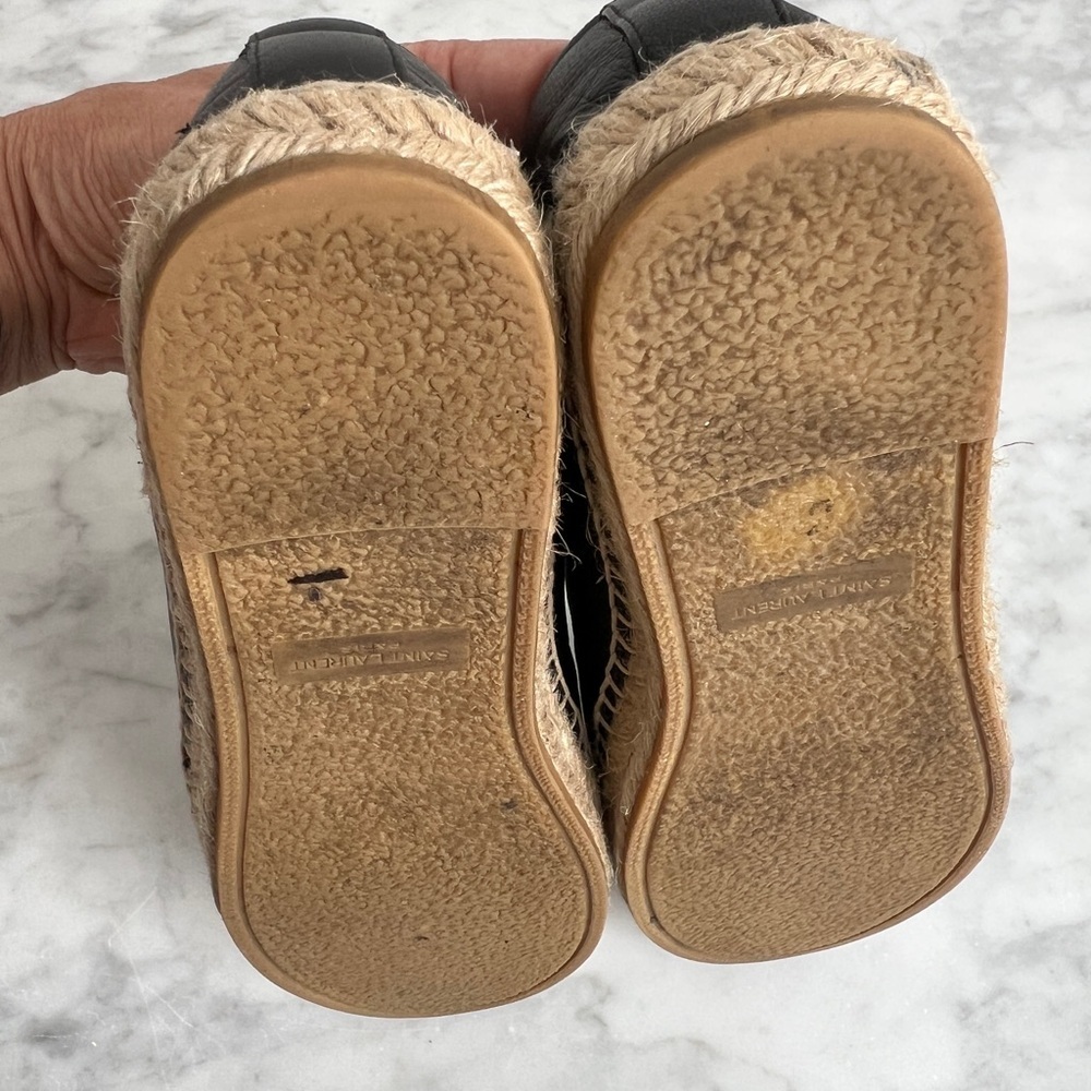 Saint Laurent Black Leather Espadrilles sz 38 - Picture 4 of 6